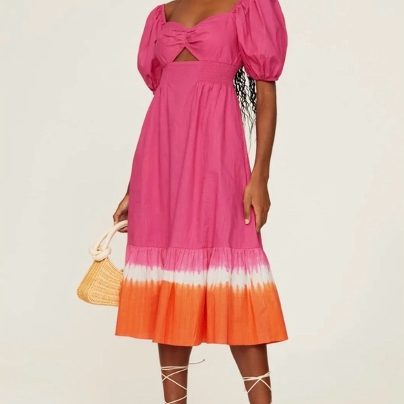 Sachin + Babi Dresses & Skirts - Sachin + Babi Bri Dress Size 4 NWT Fuchsia Orange Ombre 100% Cotton Midi